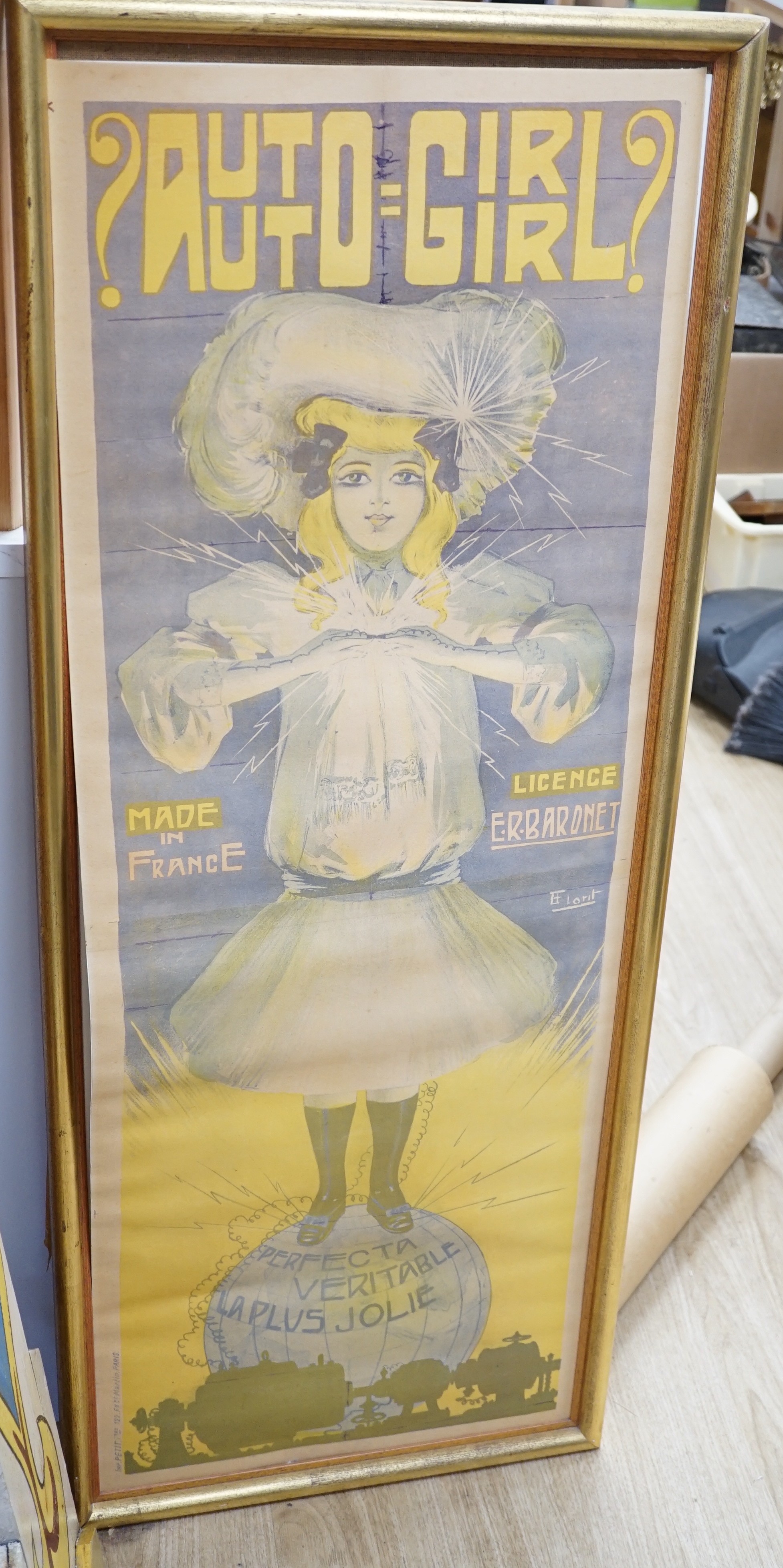 An Henri Florit poster for '?Auto-Girl?, Perfecta, Veritable, La Plus Jolie', Imprimerie Petit, 120 x 44 cm